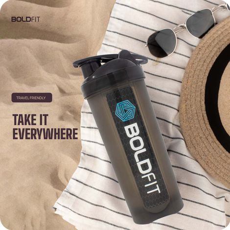 Boldfit Gym Typhoon Shaker Bottle 700 ml | 100% Leakproof - Black