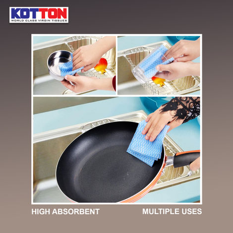 Kotton Non Woven Reusable And Washable Kitchen Roll | 23 cm X 21 cm - 80 Pulls - Assorted