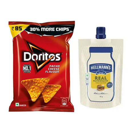 Hellmann's Veg Mayonnaise(85gms) & Doritos Nacho Chips - Cheese Flavour(153gms) Combo