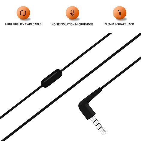 JBL C50HI, Wired in Ear Headphones with Mic, 3.5mm Audio Jack, One Button Multi-Function Remote, Lightweight & Comfortable fit - Black
