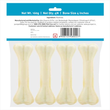 Purepet Pressed Chew Bones Dog Treats 4 Inches