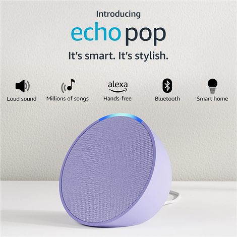 Amazon Echo Pop Smart Speaker with Alexa and Bluetooth – Purple