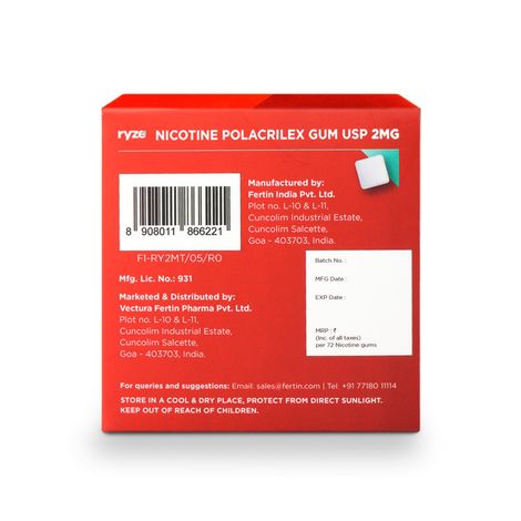 Ryze Frosty Mint Nicotine Gums 2MG | 9 Gum Blister