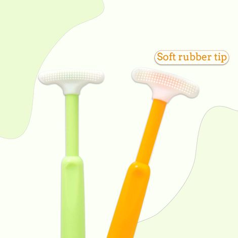 Mee Mee Tender Tongue Cleaner with Non-Slip Handle Soft Rubber Tip and Easy Grip for Kids/Babies Orange