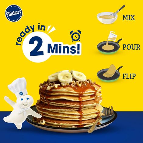 Pillsbury Butterscotch Flavour Pancake Mix 2-Minute Pancake Mix For Kids No-Preservatives