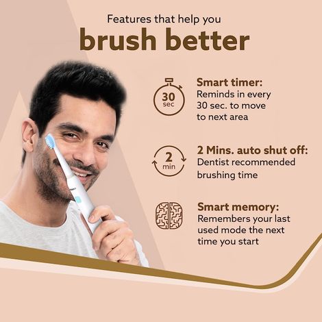 Agaro Cosmic Lite Sonic Electric Toothbrush For Adults With 6 Modes (White)