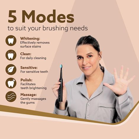 AGARO COSMIC PLUS Sonic ElectricTooth Brush For Adults With 5 Modes, 5 Brush Heads Power Toothbrush