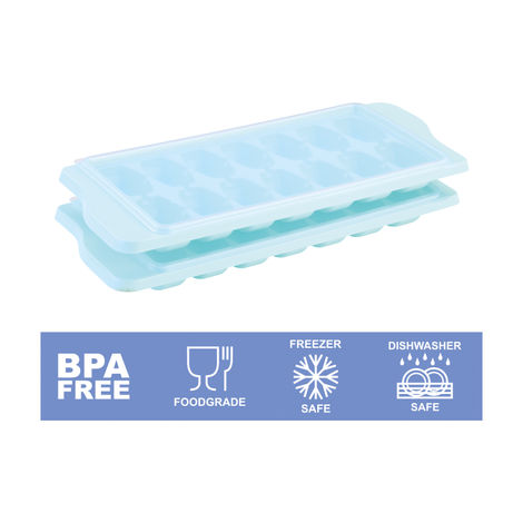 Icy Ice Cube Tray With Lid (Set Of 2) (Colour May Vary)