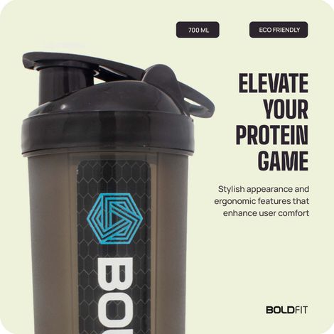 Boldfit Gym Typhoon Shaker Bottle 700 ml | 100% Leakproof - Black