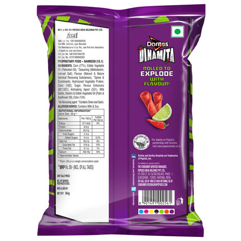 Doritos Dinamita Fiery Lime And Chilli Rolled Tortilla Chips