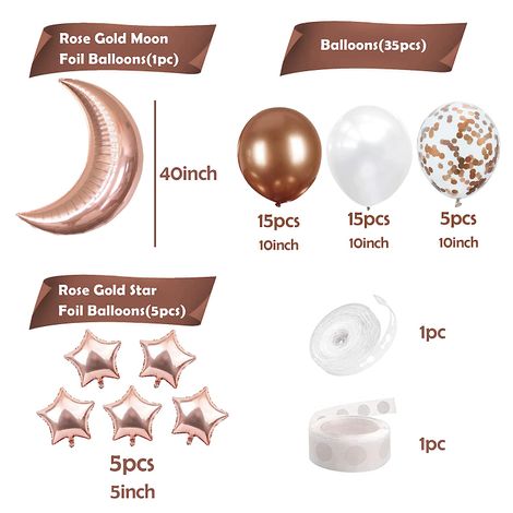 Party Propz Elegant Party Decoration Combo Rose Gold and White Foil Metallic Balloon for Decoration