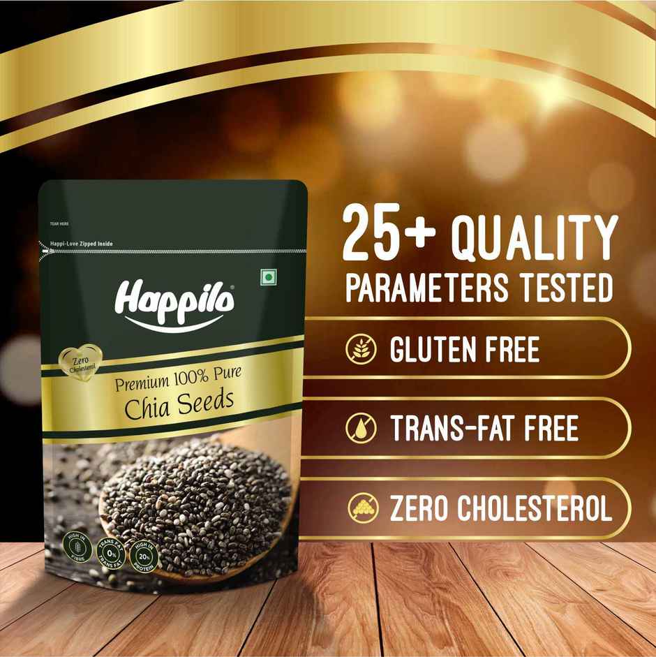 Happilo Premium Raw Chia Seeds|Seeds for weight management|Rich in protein, calcium &Fibre