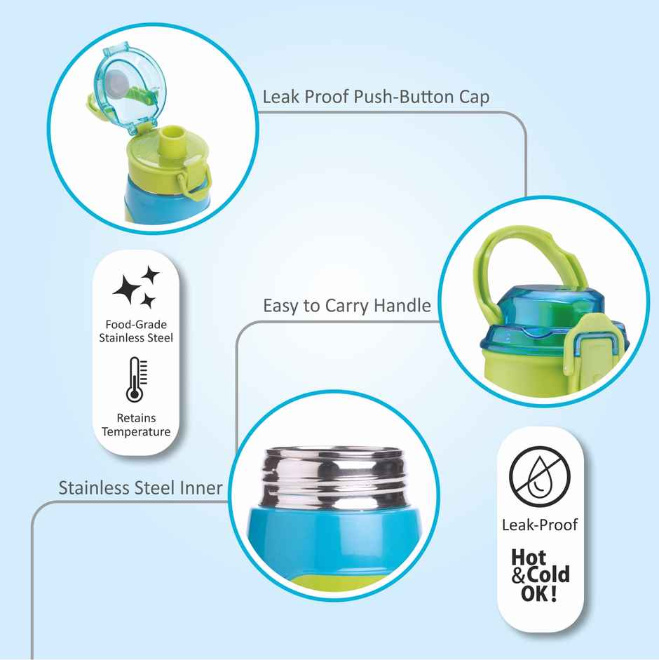 Nayasa Turbo Steel Bottle | Leak-Proof & BPA-Free | Stylish & Durable Water Bottle | Green - 730 ml