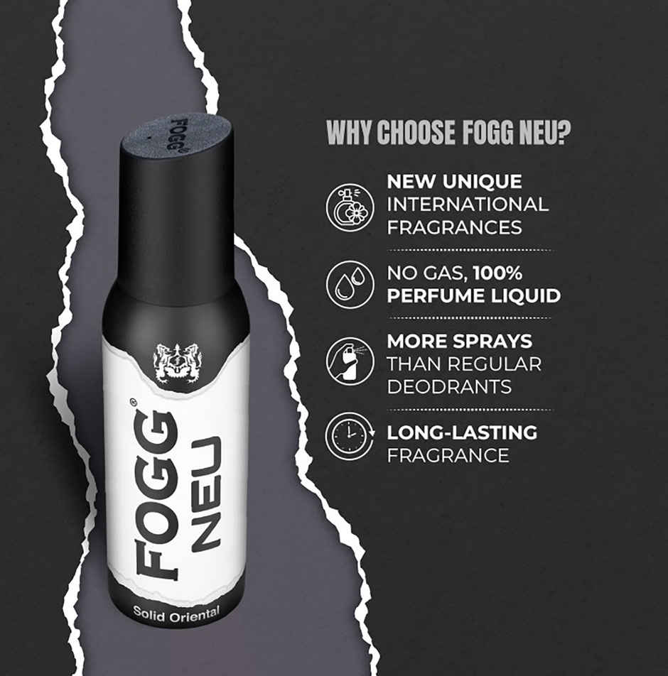 Fogg Neu Solid Oriental No Gas Long Lasting Perfume Deodorant Spray | Unisex