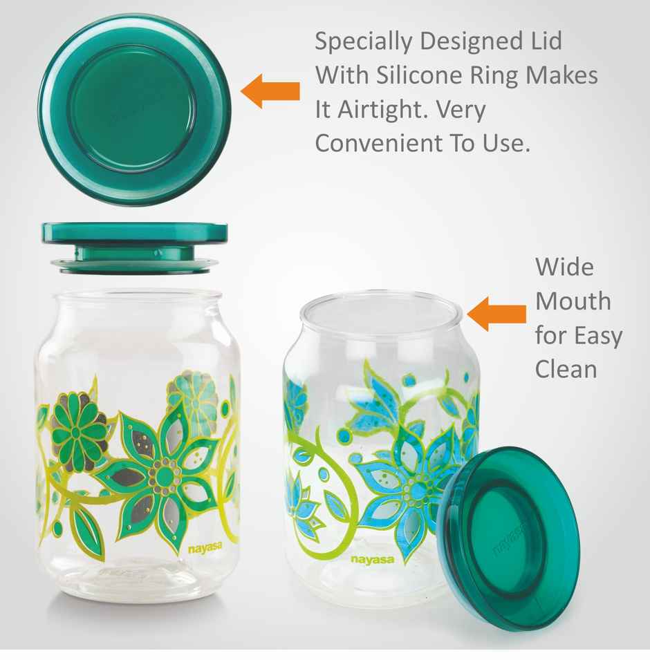 Nayasa Hermit BPA Free Food Grade Airtight Kitchen Storage Stackable Containers | Green - 1 L