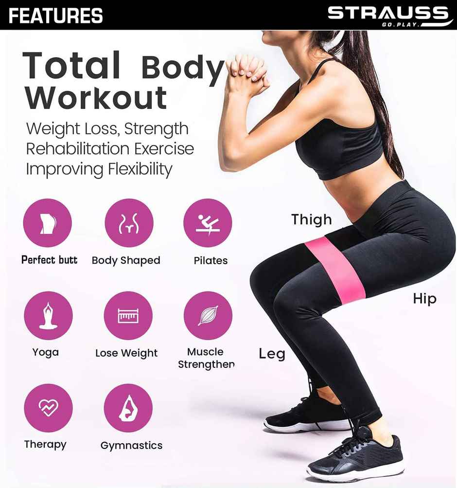 Strauss Exercise Silicone Resistance Bands | Set of 5