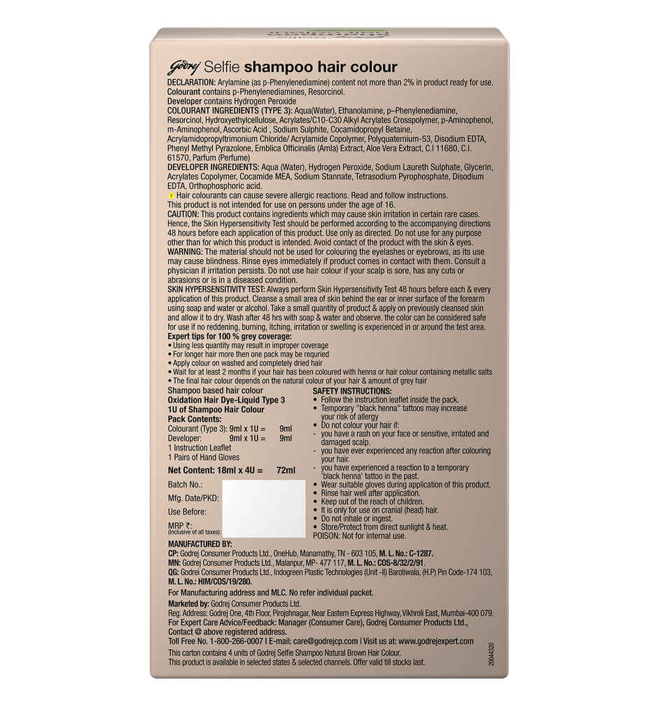 Godrej Selfie Hair Colour Natural Brown 4 | For Men & Women