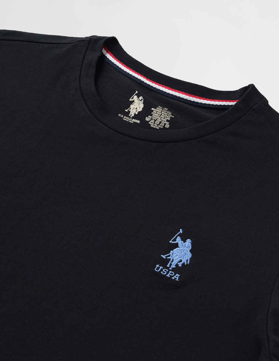 U.S. Polo Assn. Men's Crew Neck Embroidered Logo Lounge T-Shirt | Black - S