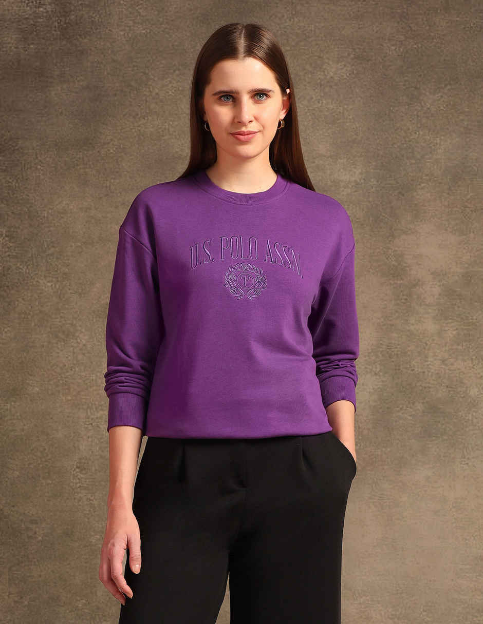 U.S. Polo Assn. Women's Winter Drop Shoulder Sweatshirt | Purple - L