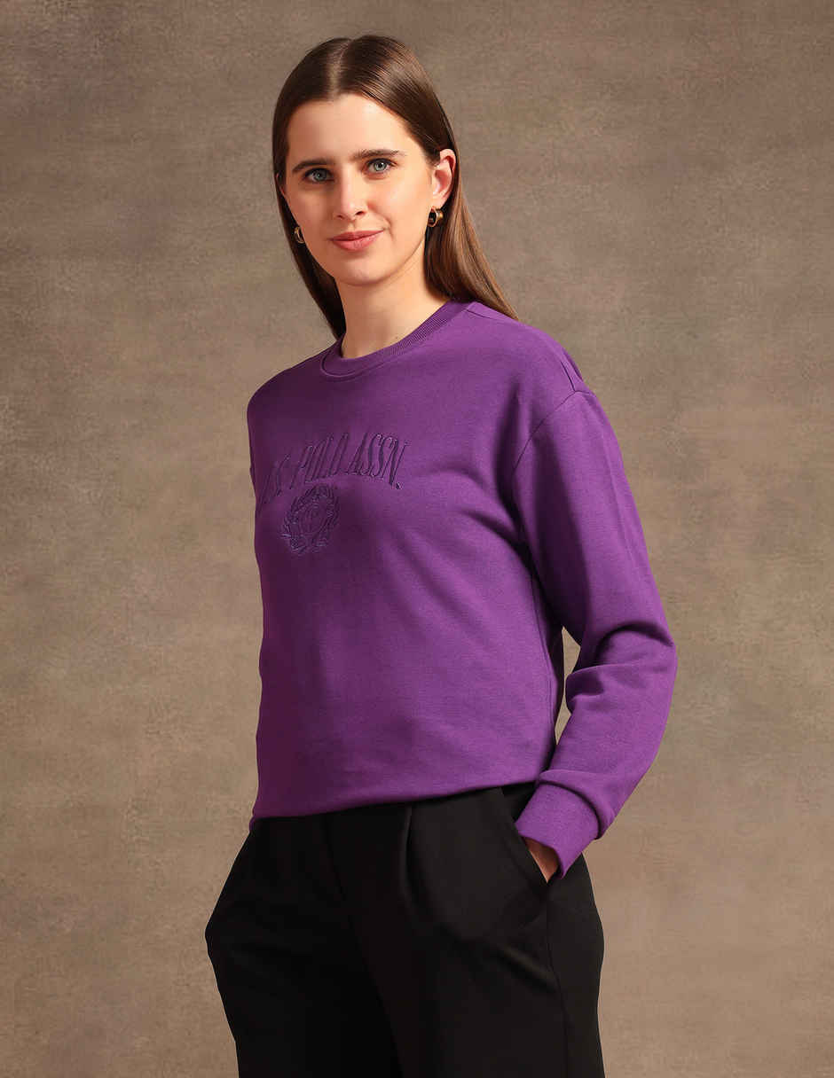 U.S. Polo Assn. Women's Winter Drop Shoulder Sweatshirt | Purple - L