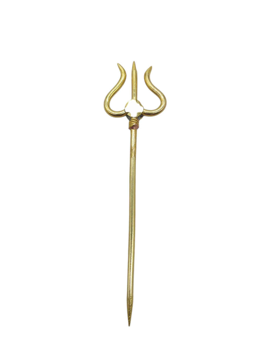 Pure Brass Trishul | 3 Inch | Pooja & Spiritual Symbol | Svasti