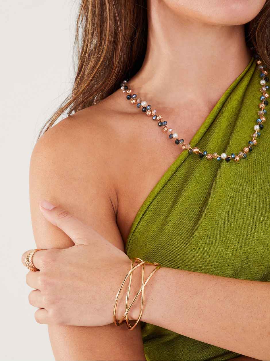 Accessorize London Women Gold Woven Metal Cuff Bracelet