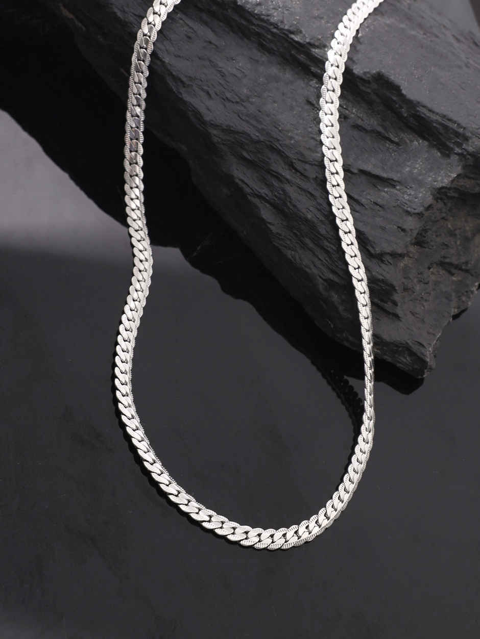 Yellow Chimes Silver Figaro Neck Chain for Men Stylish Jewellery