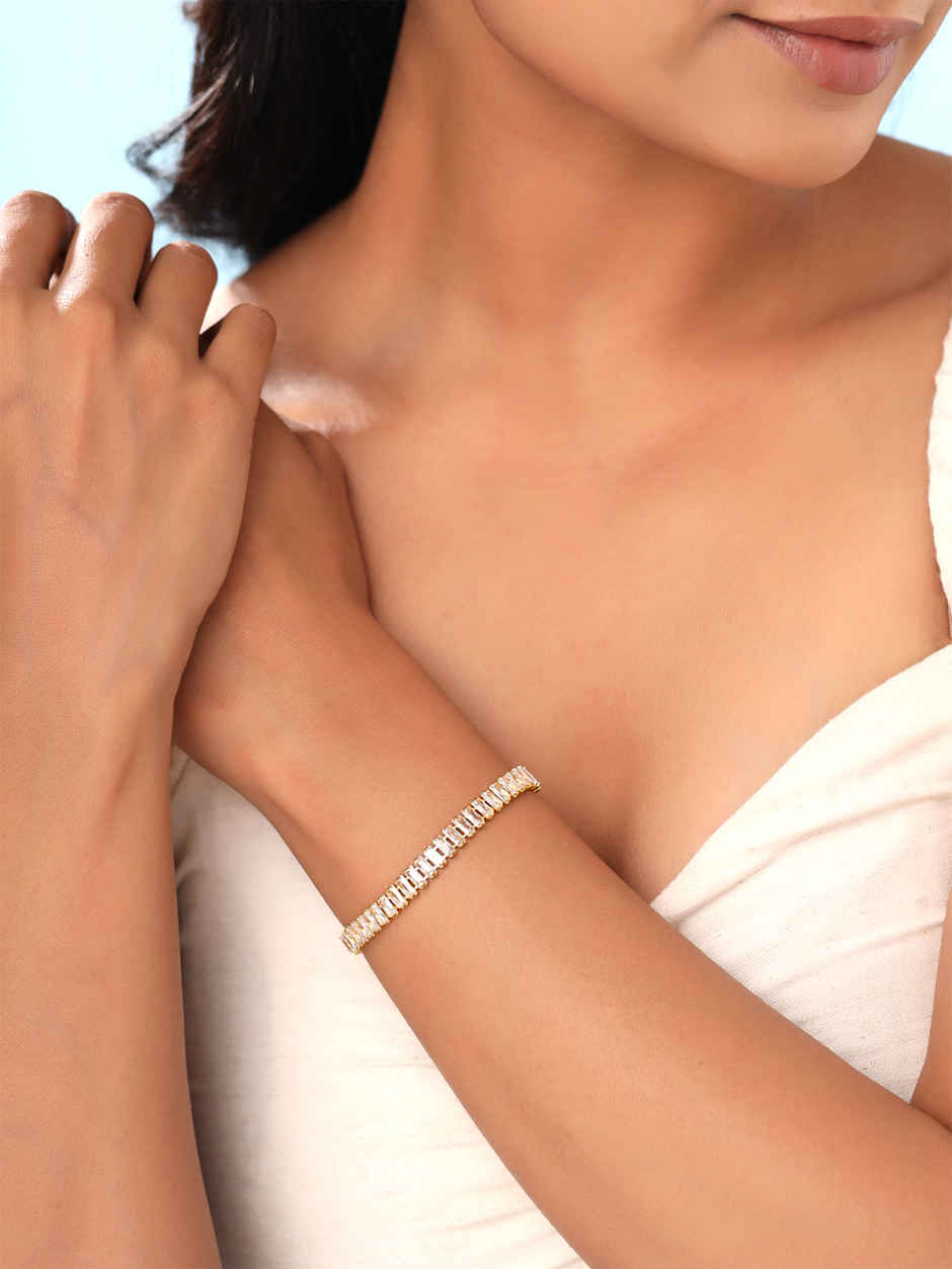 Yellow Chimes Rose Gold Adjustable Tennis Bracelet for Women