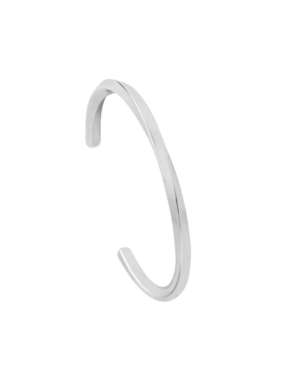 Yellow Chimes Kada Bracelet for Men | Silver Twisted Stainless Steel Bracelet