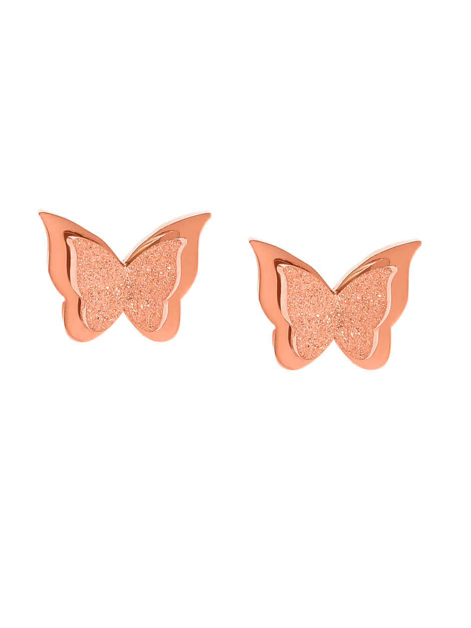 Yellow Chimes Earrings | Rose Gold Studs | Butterfly Shaped | Birthday Gift for Women