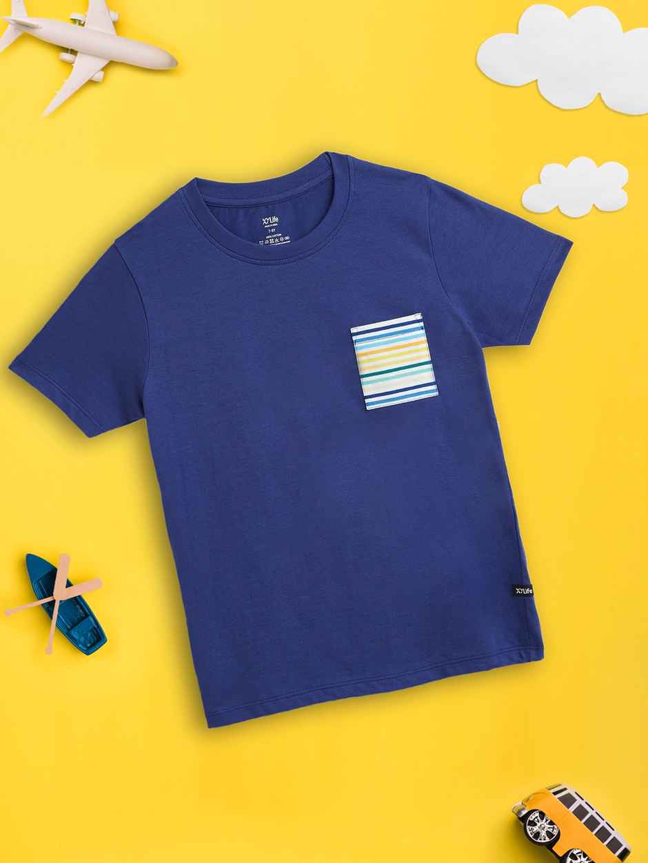 XY Life Kids T-shirts for Boys | 100% Combed Cotton | Antimicrobial Finish | 13-14Y | True Blue