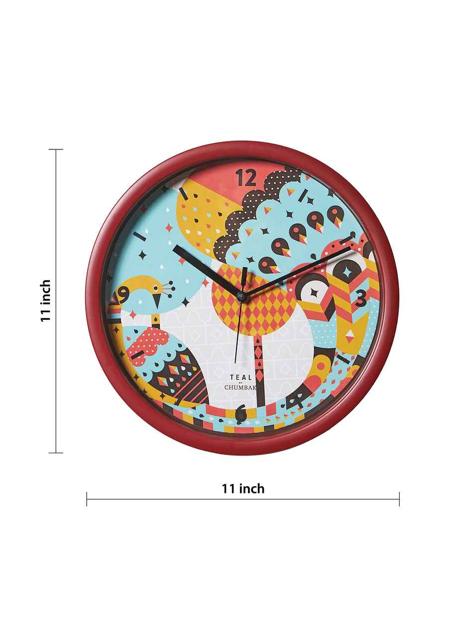 Teal By Chumbak | Peacock Pride Wall Clock | Assorted