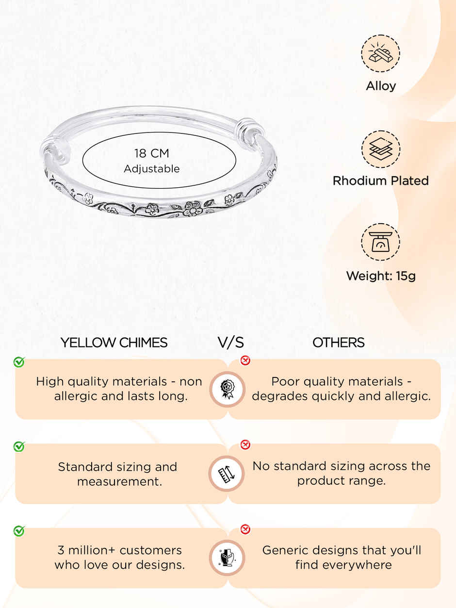 Yellow Chimes Women Silver-Toned Adjustable Kada Bracelet