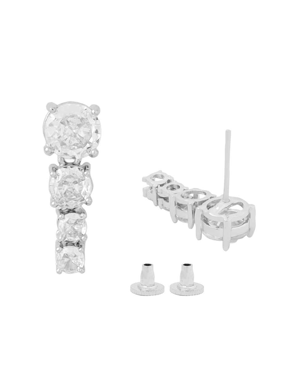 Yellow Chimes American Diamond Necklace Set White Stone Jewellery for Women