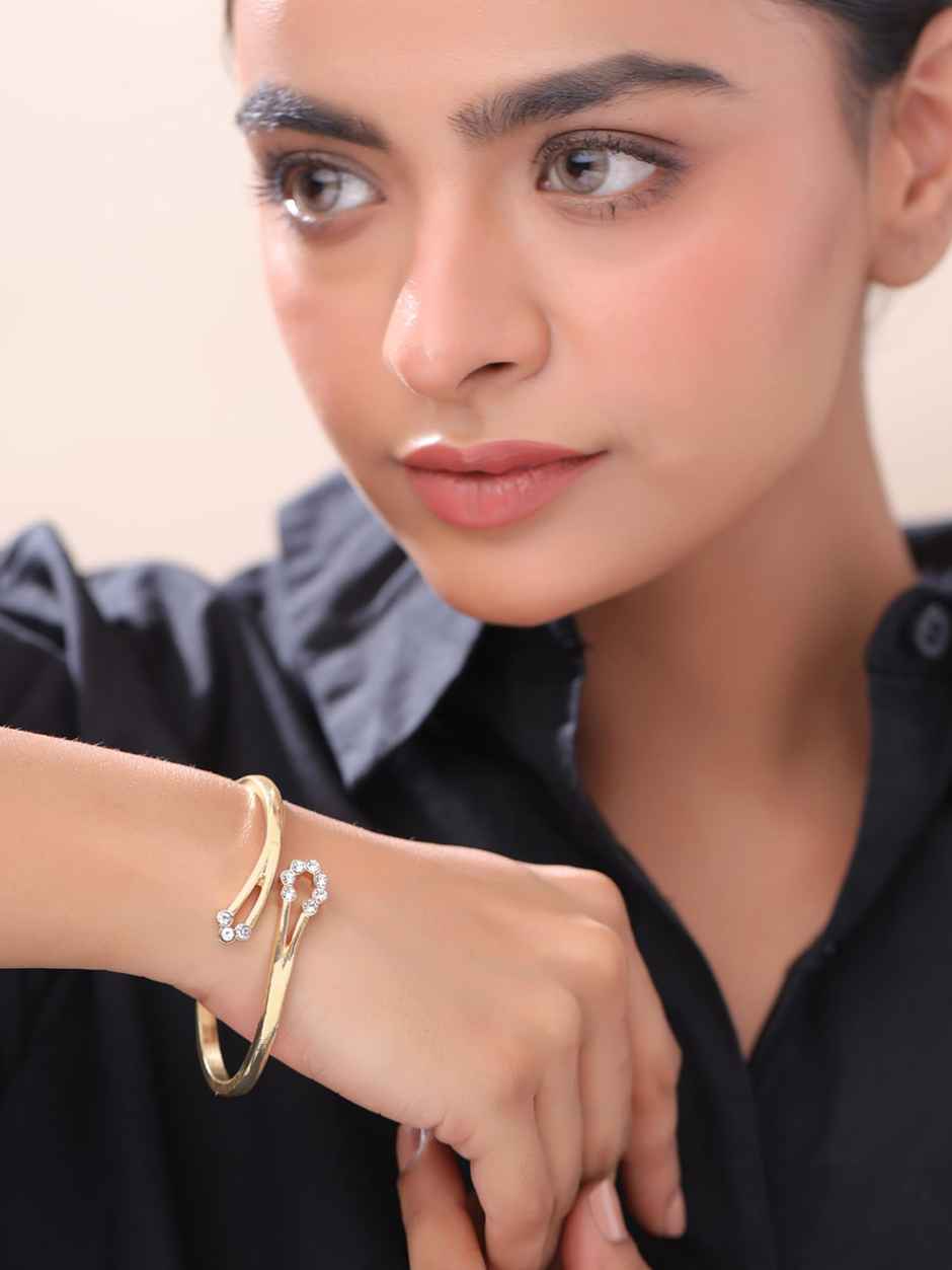 Yellow Chimes Bangle Bracelet for Women | Golden Crystal Fashion Bangles