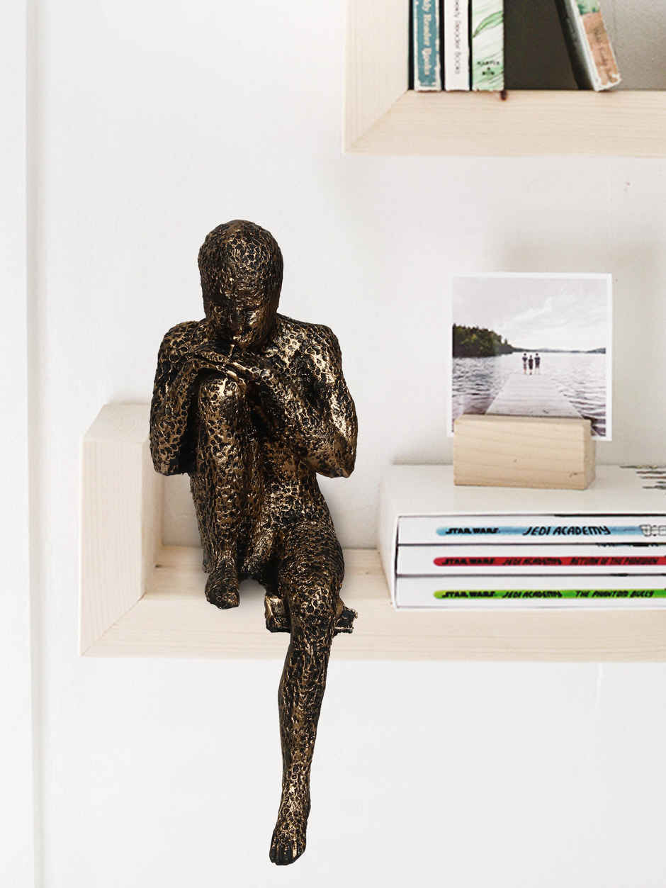 eCraftIndia Brown Resin Man Statue Sitting In Thinking Position Showpiece