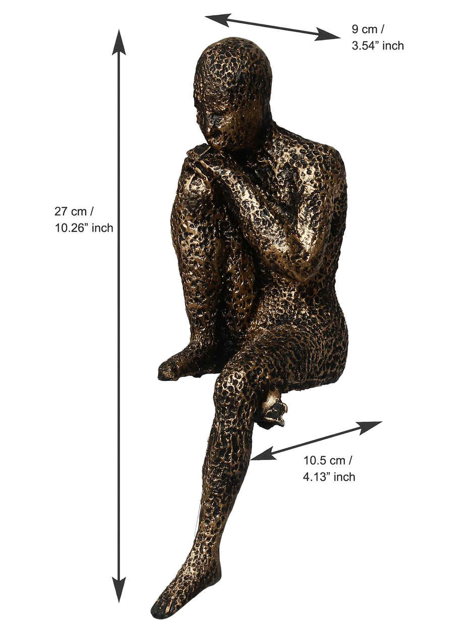 eCraftIndia Brown Resin Man Statue Sitting In Thinking Position Showpiece