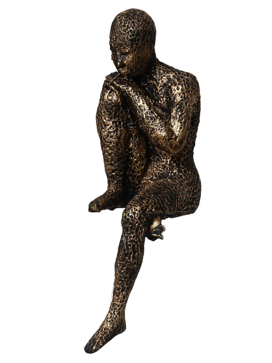 eCraftIndia Brown Resin Man Statue Sitting In Thinking Position Showpiece