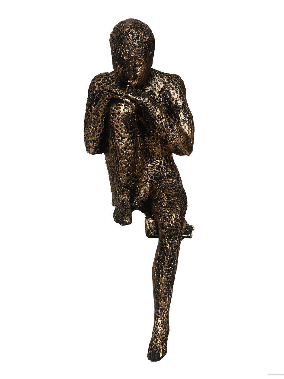 eCraftIndia Brown Resin Man Statue Sitting In Thinking Position Showpiece