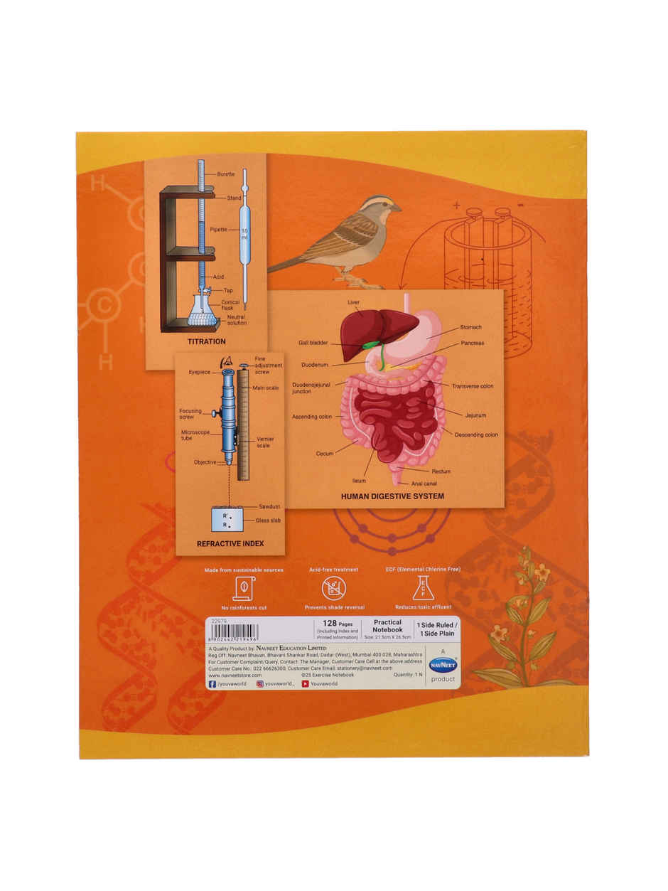 Navneet Youva Combined Practical Book 1 Ruled & 1 Plain side (21.5 x 26.5 cm, 128 Pages)