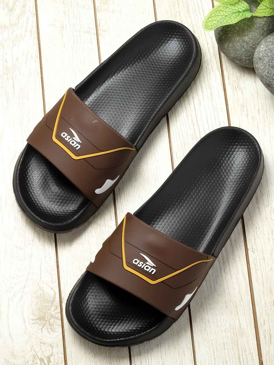 Asian Slider-31 Men Slides Brown-Black (Size-10)