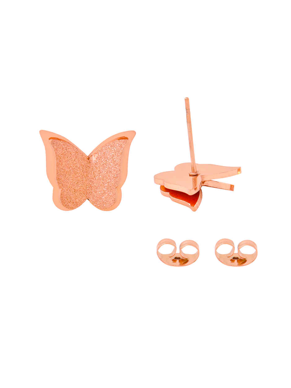 Yellow Chimes Earrings | Rose Gold Studs | Butterfly Shaped | Birthday Gift for Women