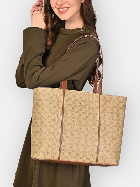 Lavie Women's Mono LL Meghan Large Tote Handbag | Taupe