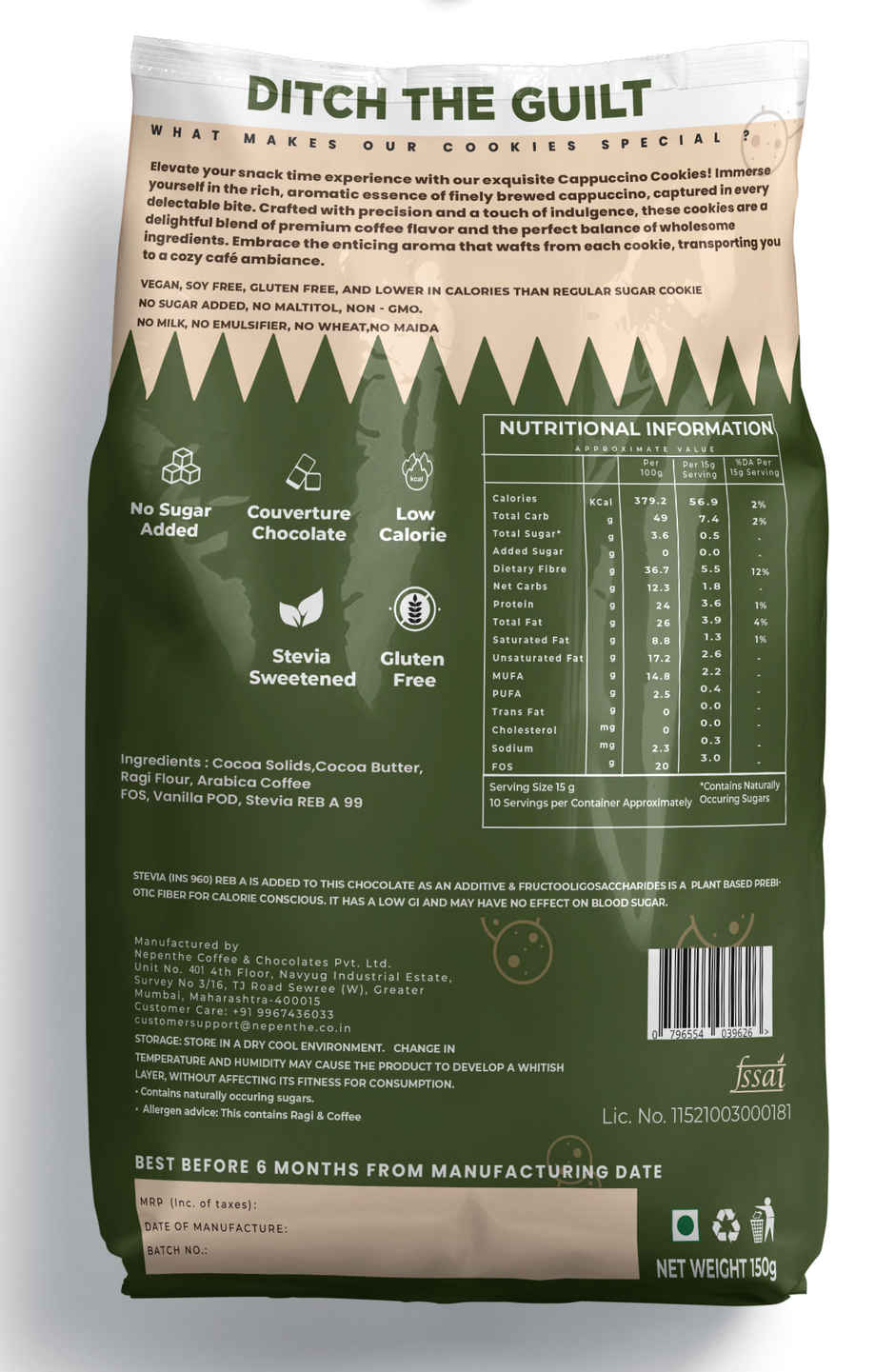 Ditch The Guilt Cappuccino Cookies - Zero Sugar Vegan Cookies