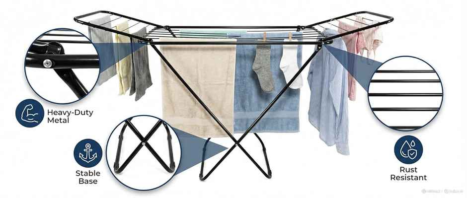 Perpetual Foldable Clothes Drying Rack | Metal Frame X Shape Laundry Stand
