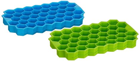 Clazkit Flexible Silicone Honeycomb 37 Cavity Ice Cube Tray Color May Vary-Pack of 2