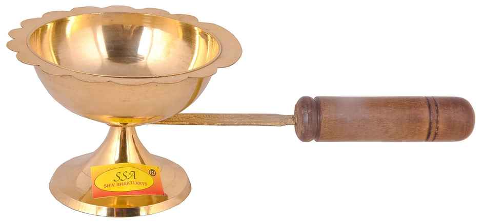 Chandar Dhoop Dani Brass with Wooden Handle | Chandar