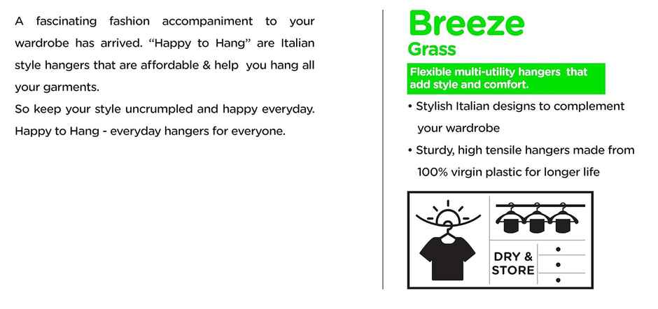 Happy To Hang 12 Piece Breeze Grass Polypropylene Hanger, Green