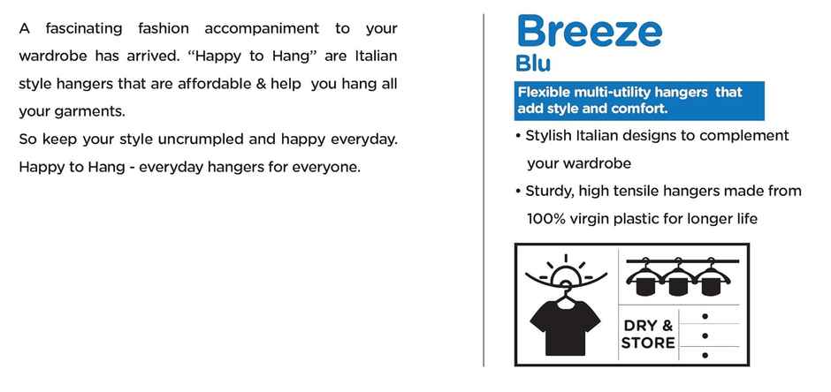 Happy To Hang 12 Piece Breeze Blu Polypropylene Hanger, Blue