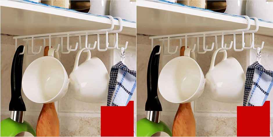New Dawn 2 Pcs(24 Hooks) Organizer Multipurpose Crockery Organizer For Kitchen With Cup Holder